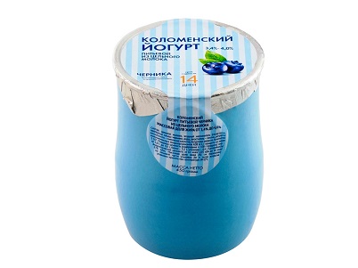 Йогурт Коломенский питьевой черника 3,4-4,5% 450г керам.
