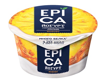 Йогурт EPICA 4,8% 130г с ананасом БЗМЖ